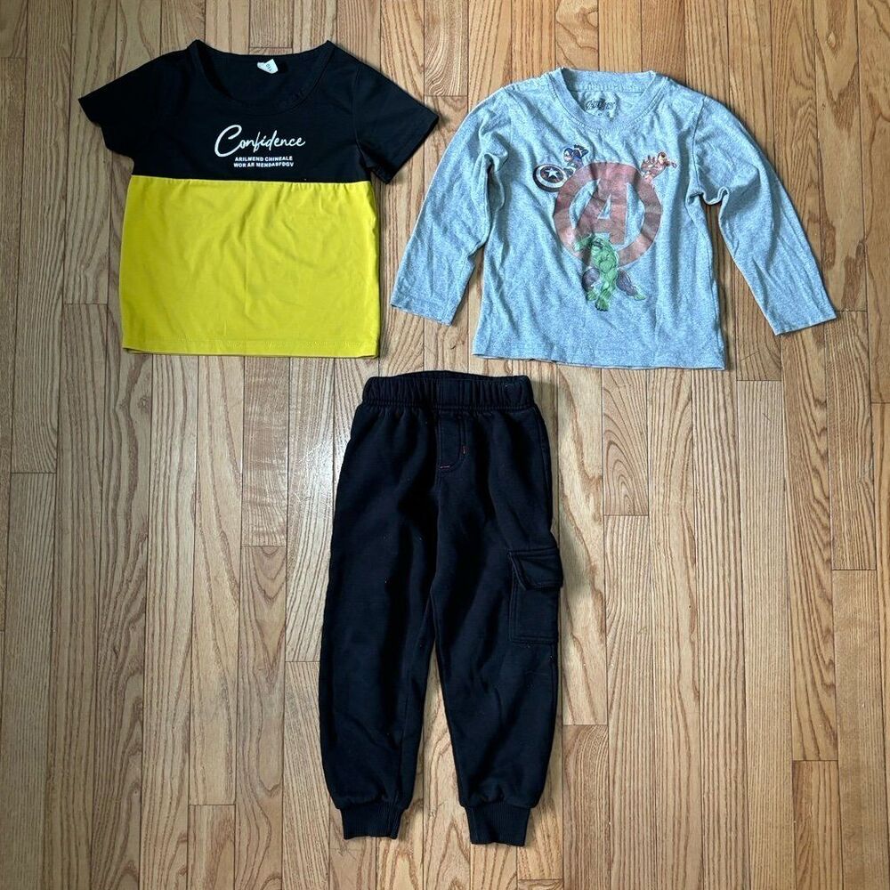 Boys 3 piece outfit tshirts pants short long sleeve graphic tea cargo pants kids